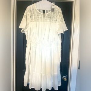 Lane Bryant 22 white/cream lace dress Brand new with tags. Elastic waist.Pockets